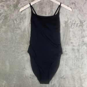 Everlane Swimsuit The String ReNew Square-Neck One-Piece Black Lace-Up Back Sz S